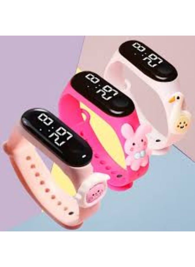 Digital Waterproof Stylish Wrist Smart Watch LED Band for Kids, Birthday Gift, Toys, Colorful Cartoon Character Super Hero for Boys & Girls Age 2 to 12 Years Multicolor (Pink) - Image 3